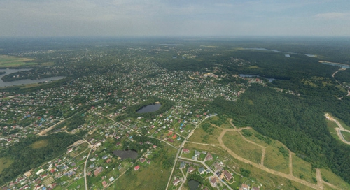 Аэрофото коттеджный поселок «Американская деревня» аэрофотосъемка, панорама