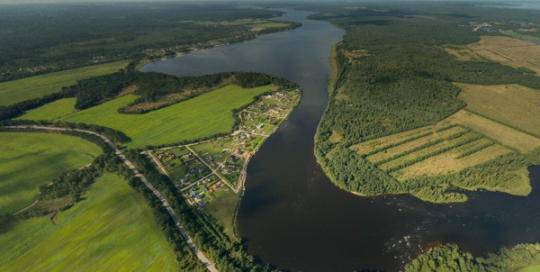 Аэрофотосъемка Луговое, река Бурная, панорама, аэрофото