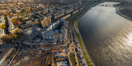 Аэрофотосъемка хода строительства жилого дома.