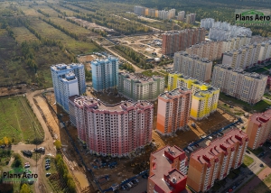 Панорама с воздуха: Жилой комплекс Радужный, ГлавСтройКомплекс. Аэрофотосъемка