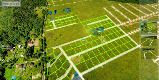 3D панорама: "Поляны" Коттеджный поселок, генплан.